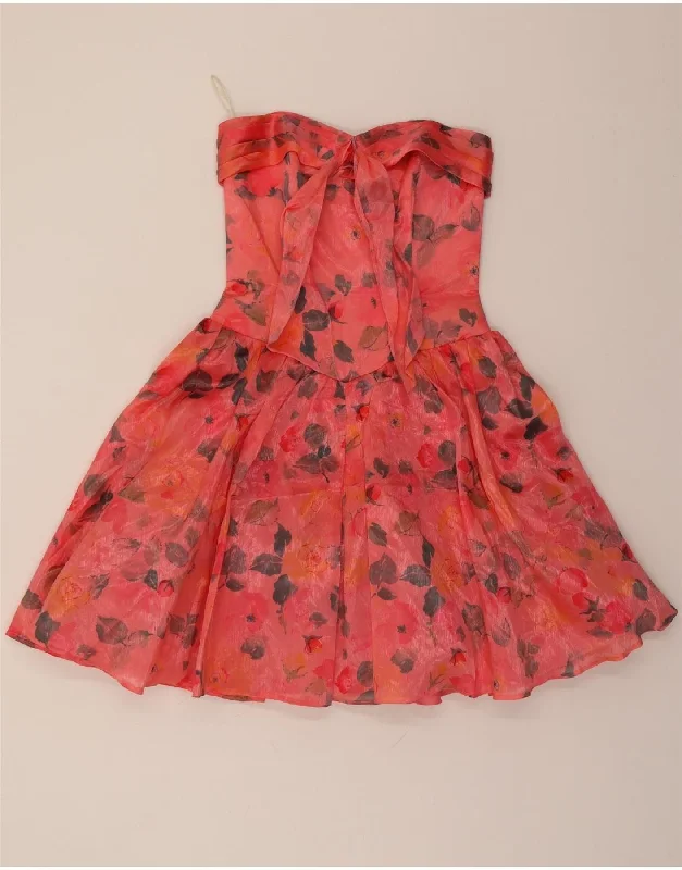 VERA MONT Womens Abstract Pattern Strapless Dress UK 8 Small  Pink Floral Tunics Spring floral