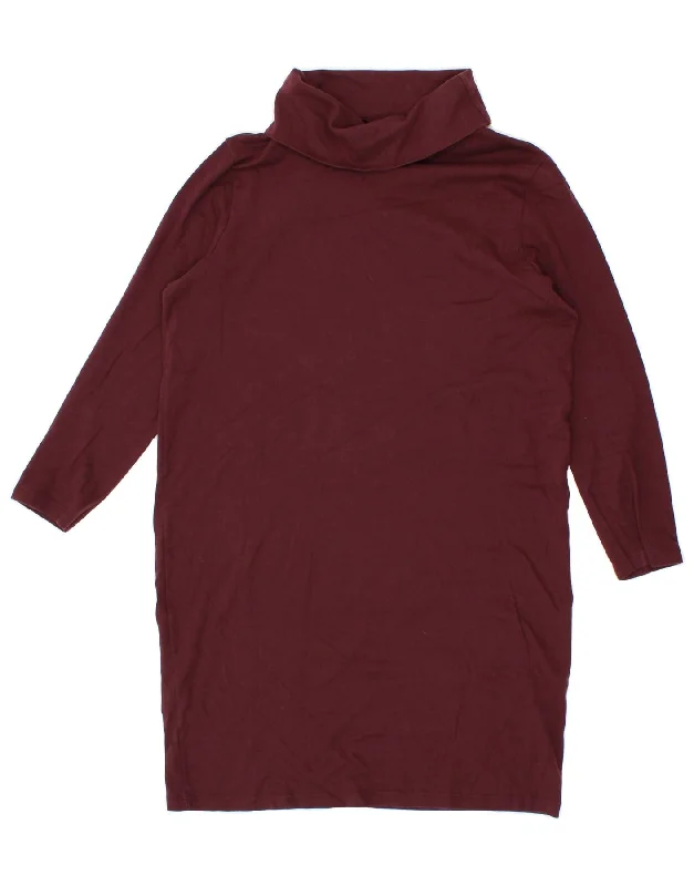 BENETTON Womens Roll Neck Long Sleeve Jumper Dress UK 14 Medium Burgundy Tunics Gym athletic BENETTON Womens Roll Neck Long Sleeve Jumper Dress UK 14 Medium Burgundy Tunics Gym athletic