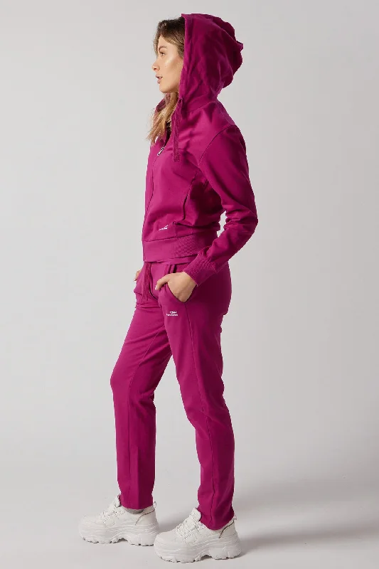 Women's Set With Zippered Hoodie And Joggers Fuchsia Hoodie with Print Artistic Unique
