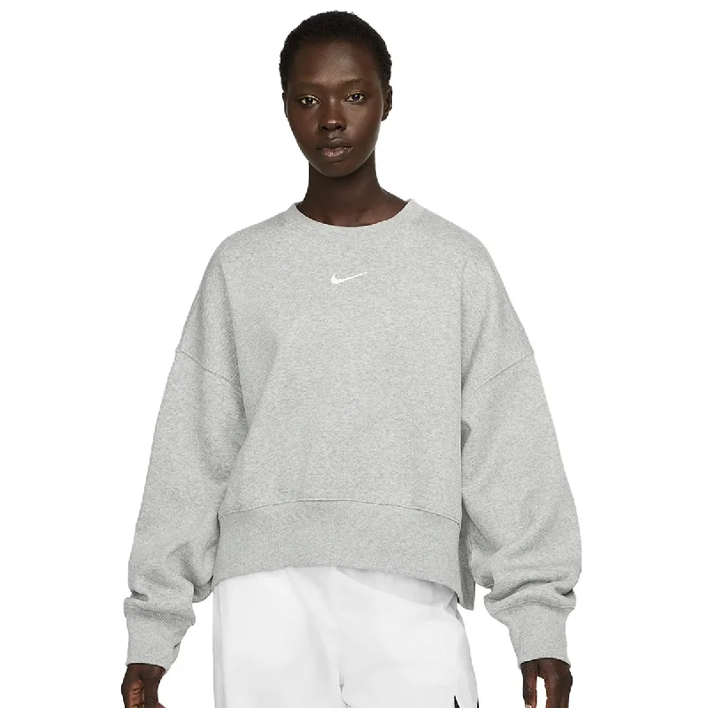 Nike Phoenix Fleece Over-Oversize Crewneck Sweatshirt DQ5761-063 - hellgrau meliert Hoodie with Side Slits Relaxed Casual