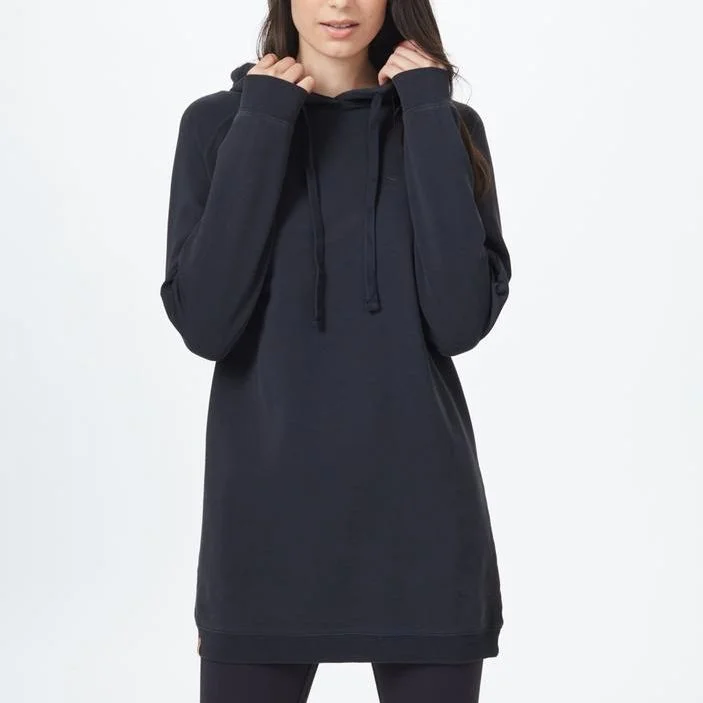Oversized French Terry Hoodie Dress (Jet Black) Hoodie with Pastel Soft Subtle
