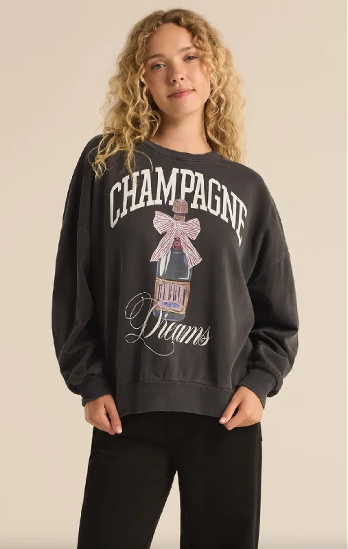 Z Supply Champagne Dreams Sweatshirt Hoodie with Patch Decorative Personalized