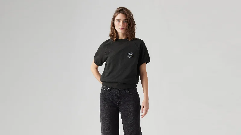 Levi’s® Women’s Graphic Marina Short-Sleeve Crewneck Sweatshirt Hoodie with Button Classic Timeless