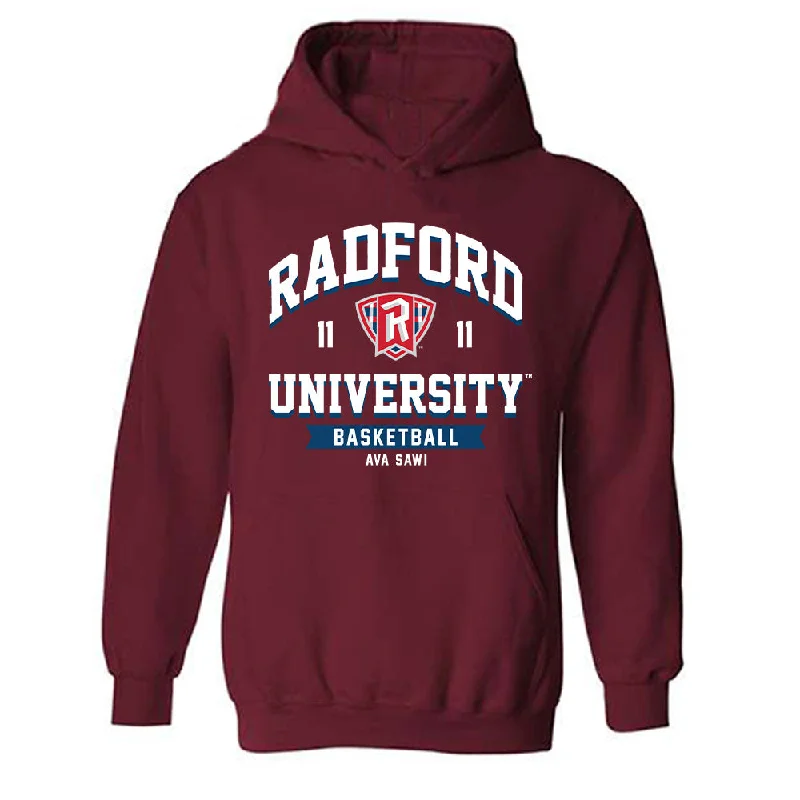 Radford - NCAA Women's Basketball : Ava Sawi - Classic Fashion Shersey Hooded Sweatshirt Hoodie with Hem Detail Decorative Unique