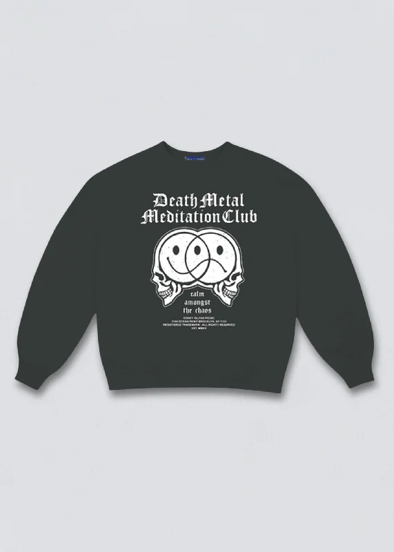 Death Metal Meditation Club Graphic Sweatshirt Hooded Sweatshirt Casual Wear Street Style