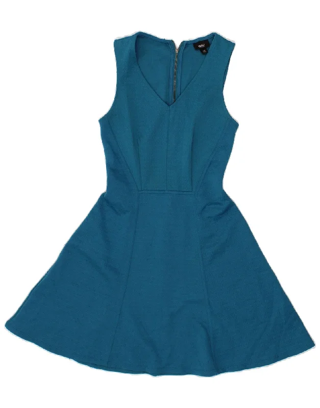 MOSSIMO Womens Sleeveless Swing Dress UK 6 XS Blue Geometric Polyester Tunics Formal black