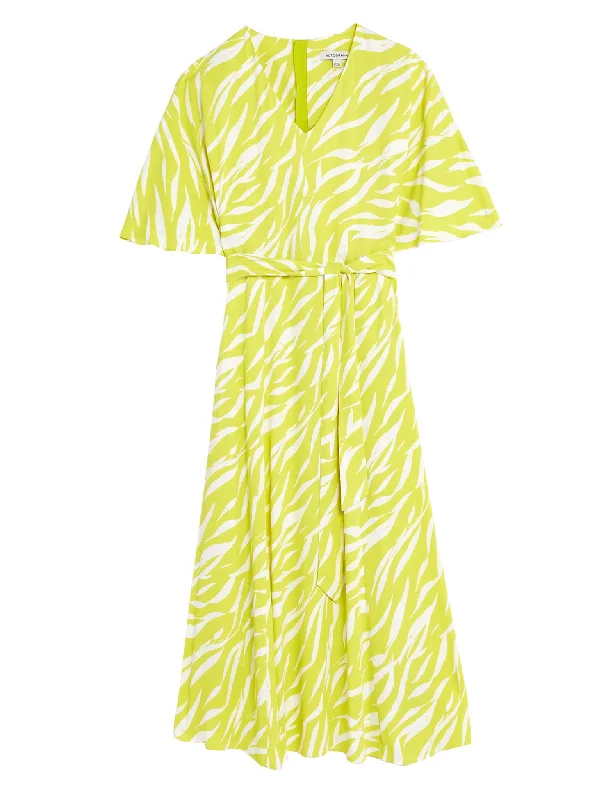 Printed V-Neck Midaxi Waisted Dress Tunics Chinos classic