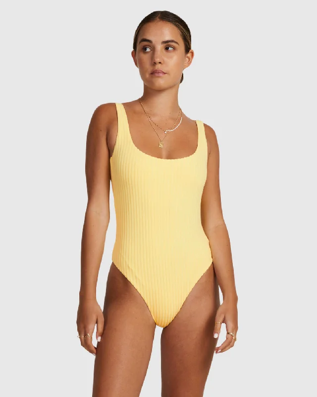 Tezzy Rib Scooped One-Piece Swimsuit - Butter Vibrant Bikini Design