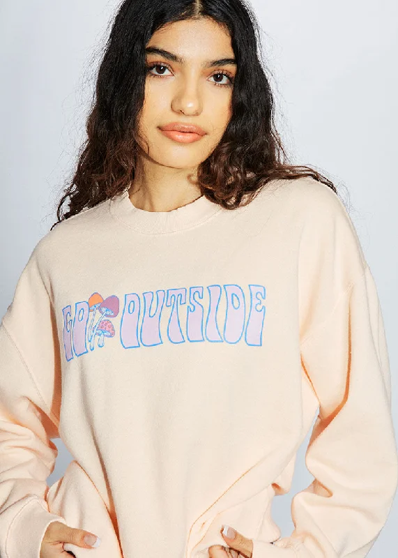 Go Outside Sweatshirt Hoodie with Embroidery Detailed Premium