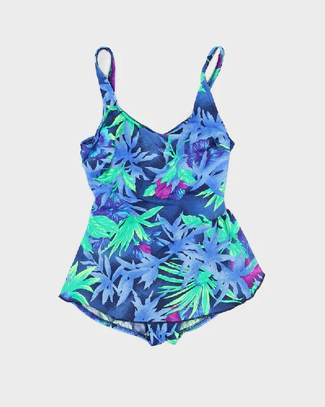 Jantzen 90s Tropical Print Swimsuit - M Adjustable Bikini Bottoms