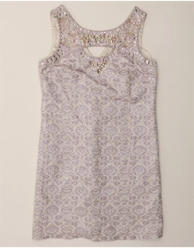 MONSOON Womens Abstract Pattern Sleeveless Shift Dress UK 12 Medium Purple Tunics Luxurious high-end