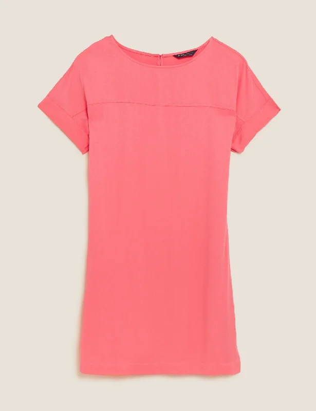 Round Neck Knee Length Shift Dress Tunics Hiking breathable