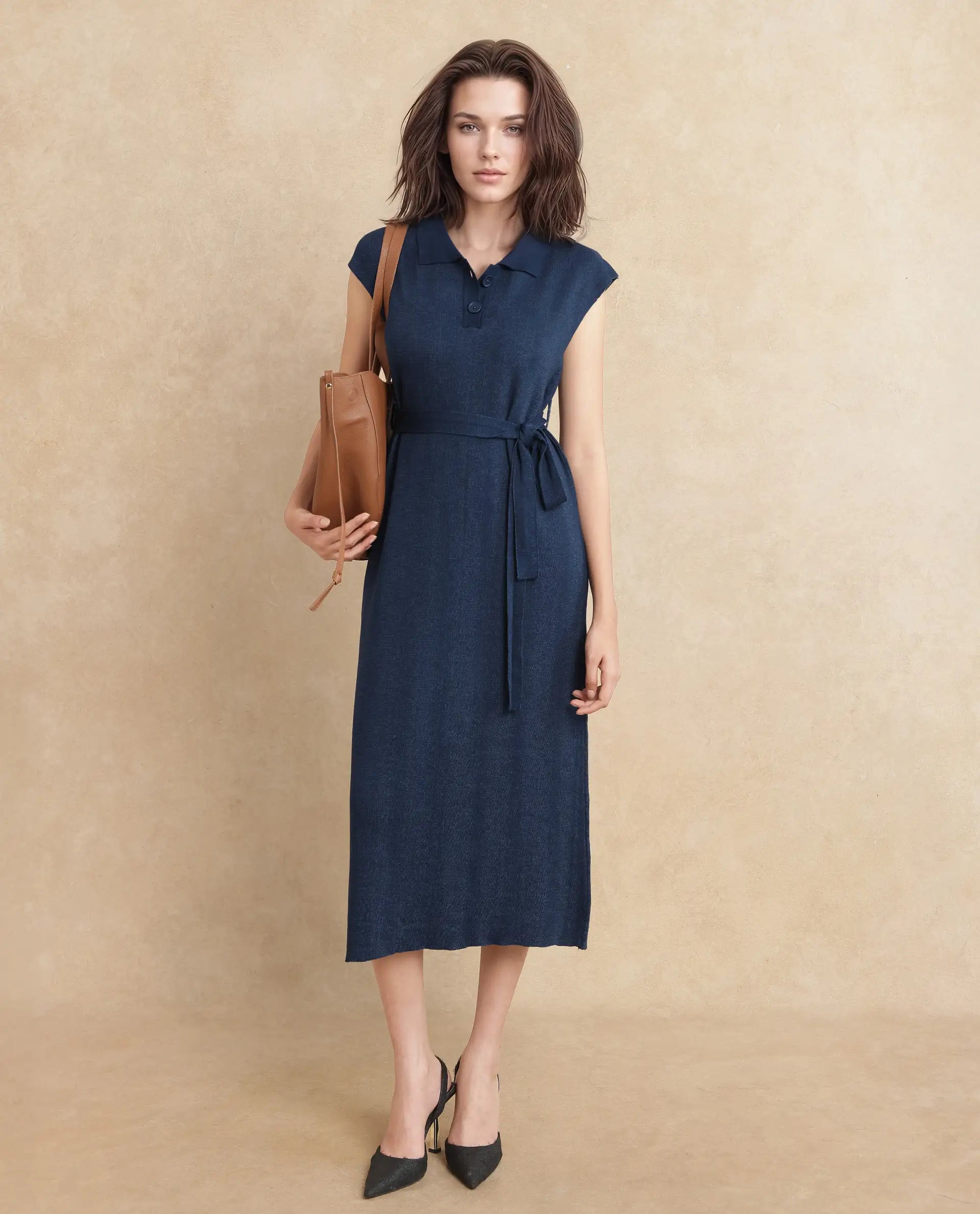 Rareism Women Bhize Navy Viscose Blend Fabric Sleeve Less Straight Fit Dress Tunics Versatile all-occasion