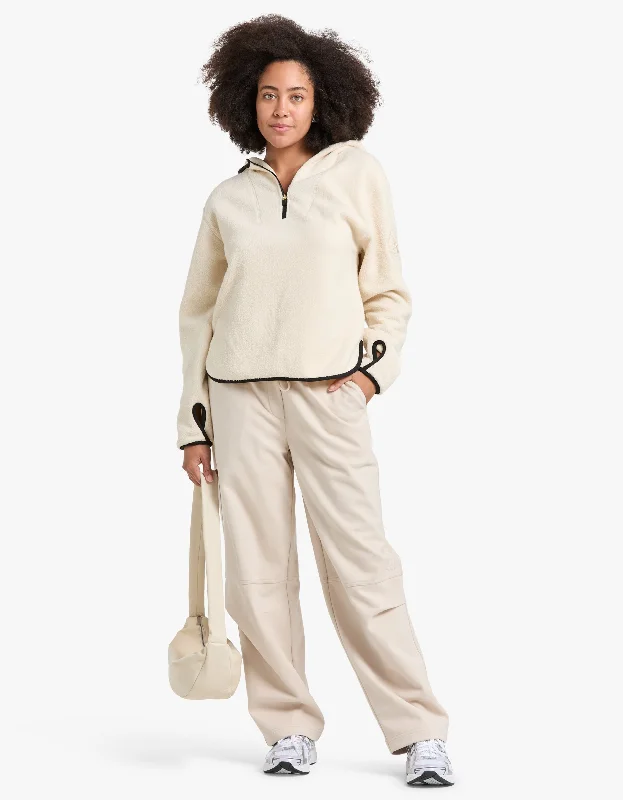 Sherpa Hoodie - Pearled Ivory Hoodie with Set-In Sleeves Structured Classic