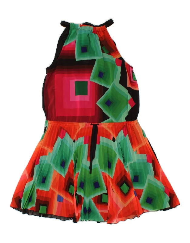 DESIGUAL Womens Graphic Halter Dress EU 40 Medium Black Geometric Turtleneck Warm Winter