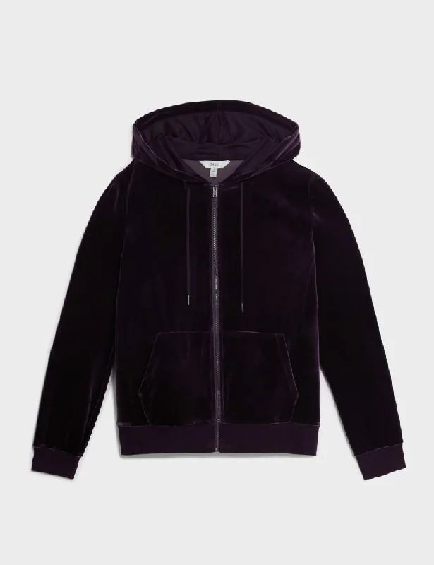 Velour Hoodie Hoodie with Embroidery Detailed Premium