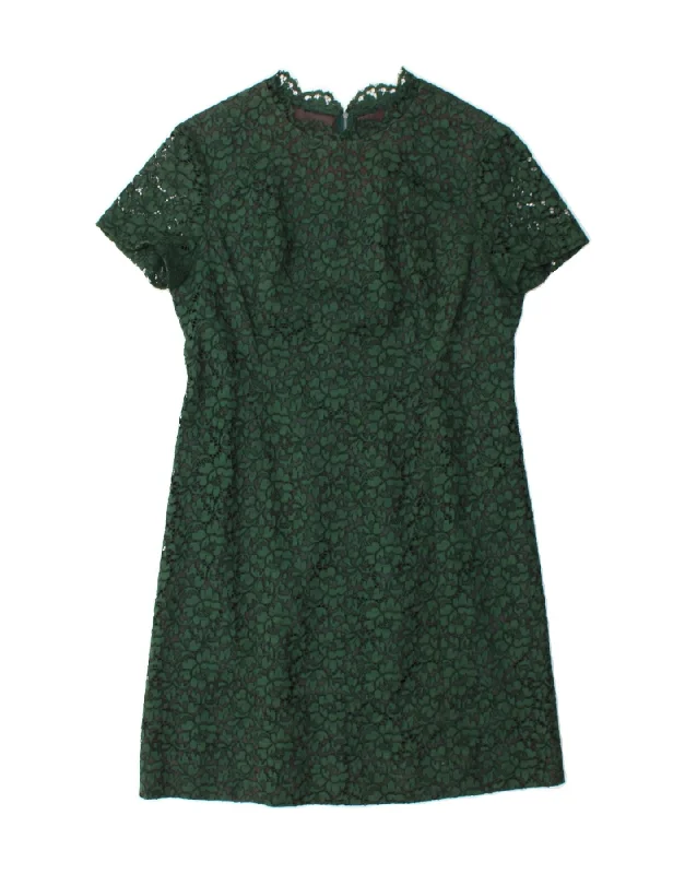 VINTAGE Womens A-Line Dress UK 14 Large Green Floral Tunics Recommended stylist