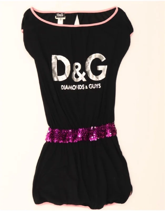 DOLCE & GABBANA Womens Graphic Drop Waist Dress IT 40 Small Black Tunics Satin smooth DOLCE & GABBANA Womens Graphic Drop Waist Dress IT 40 Small Black Tunics Satin smooth