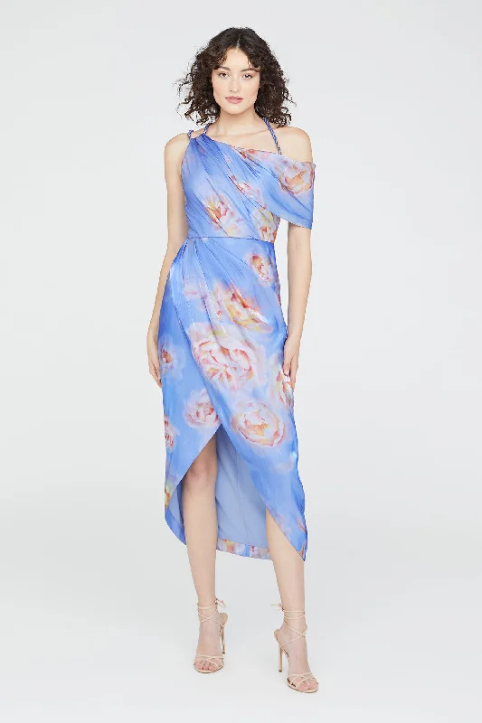 Yannah Wrap Cocktail Dress Square Neckline Feminine