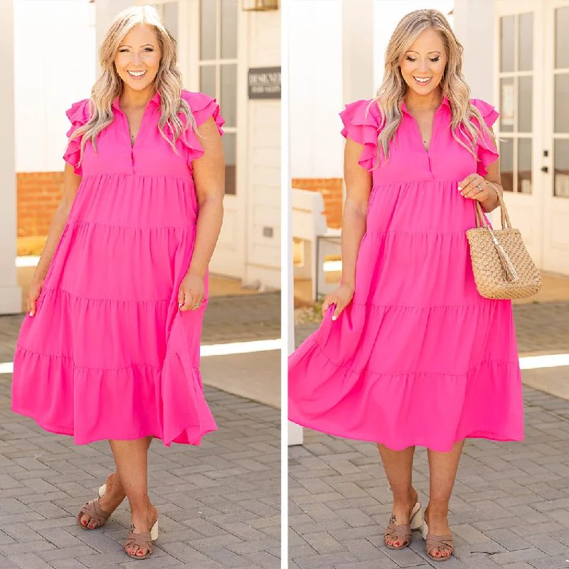 Play Time Dress, Hot Pink Tunics Long Elegant