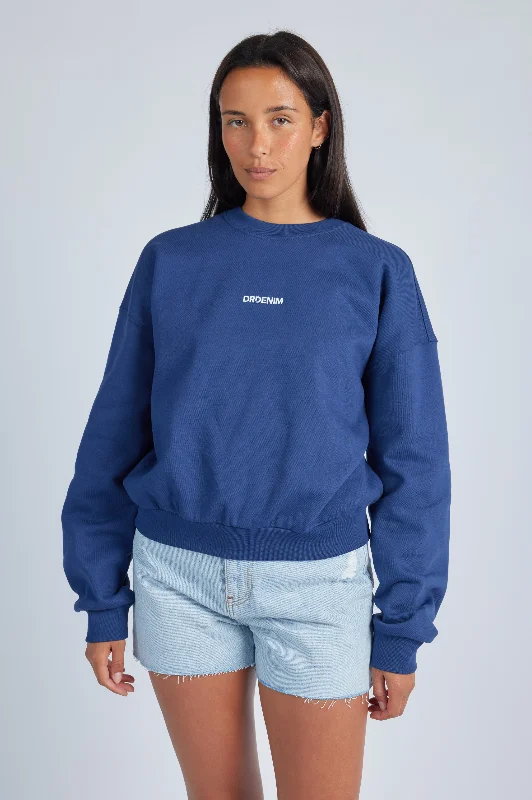 Terri Sweatshirt - Dark Ocean LT Hoodie with Contrast Stitching Detailed Premium