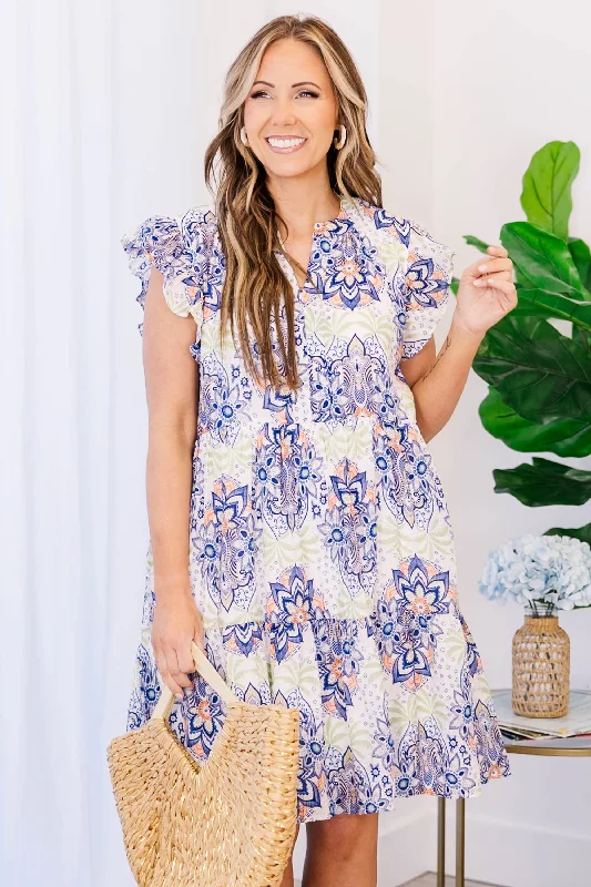 Resort Getaway Dress, Blue Tunics Chic elegant