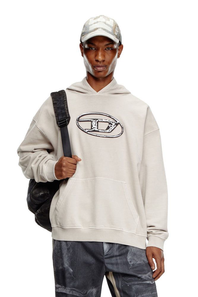Hoodie with multi-layered logo print Hoodie with Metallic Shiny Futuristic