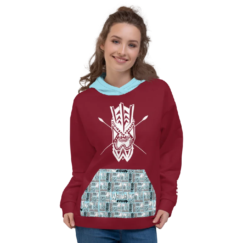 All Over Tiki Hoodie Hoodie with Elastic Cuffs Stretchable Comfortable