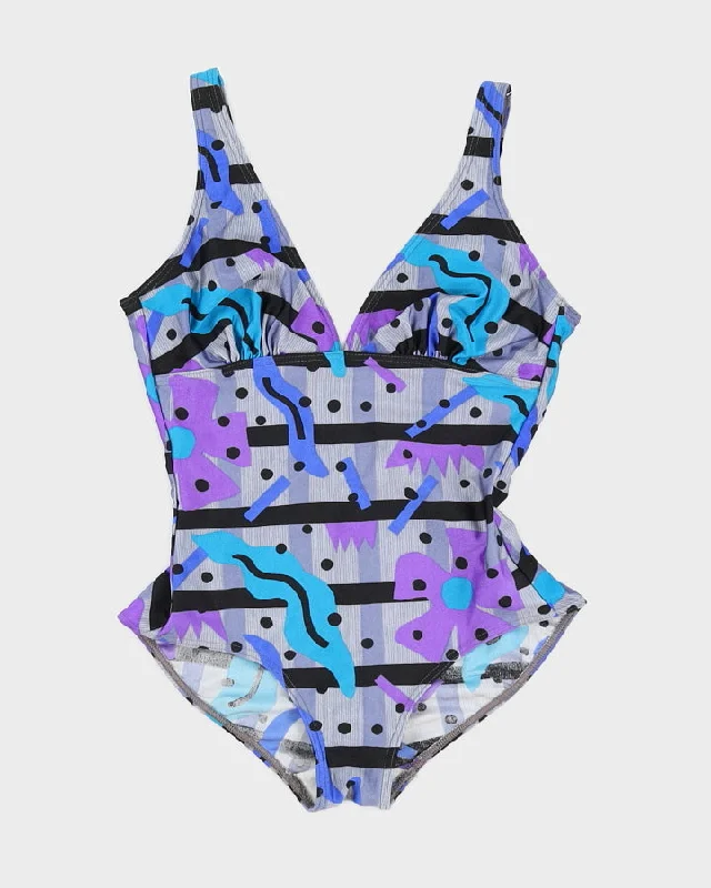 Vintage Geometric Pattern Swimsuit - M Lace Back Bikini