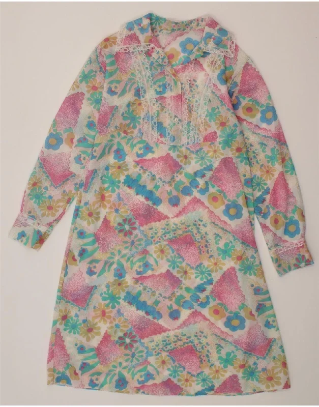 VINTAGE Womens Night A-Line Dress UK 14 Medium Multicoloured Floral Tunics Business professional VINTAGE Womens Night A-Line Dress UK 14 Medium Multicoloured Floral Tunics Business professional