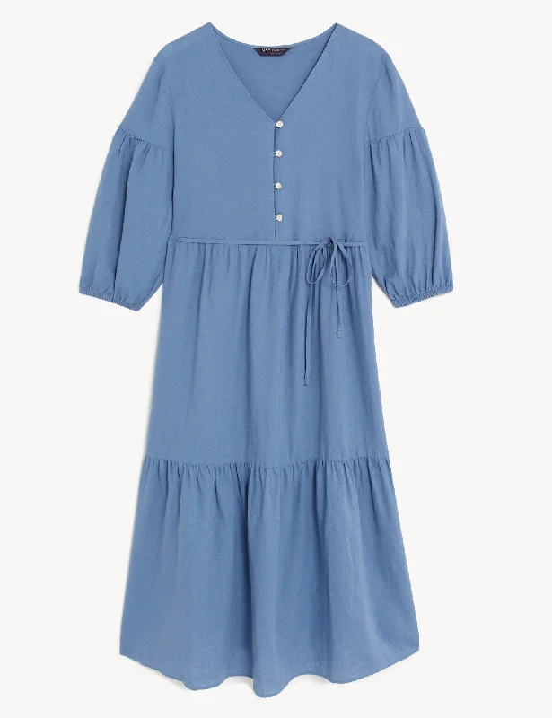 Linen Tiered Dress Tunics Silk luxurious