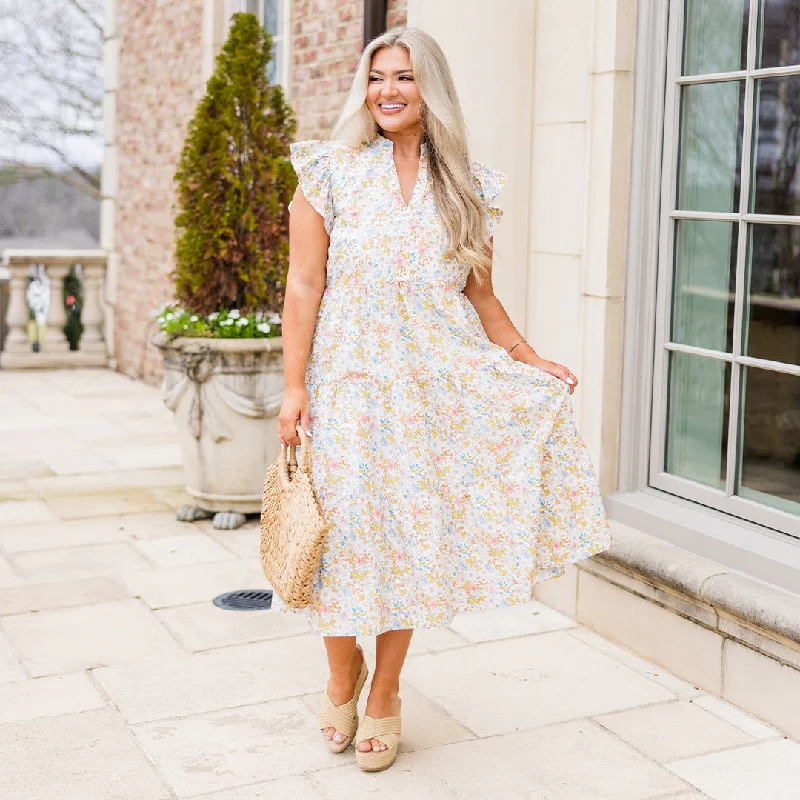 Sweet Nature Dress, Pink Floral Print girly