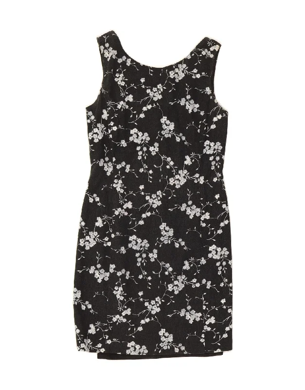 VINTAGE Womens Sleeveless Sheath Dress IT 44 Medium Black Floral Cotton Tunics Corduroy durable VINTAGE Womens Sleeveless Sheath Dress IT 44 Medium Black Floral Cotton Tunics Corduroy durable