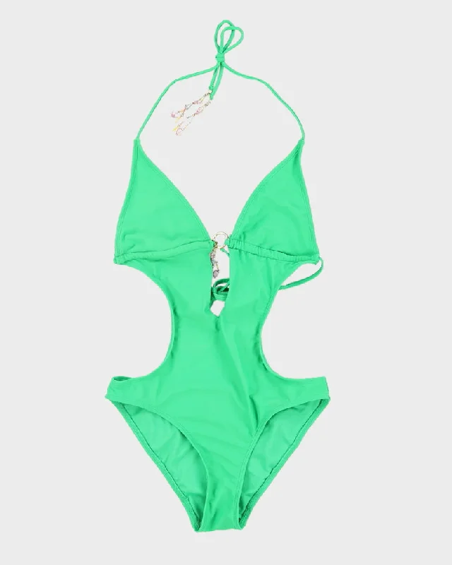 Y2K Green Cut Out Swimsuit - S Stylish Cover-Up Set