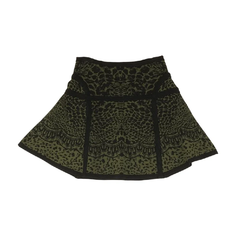 Green Misc Mini Skirt leather skirt sleek