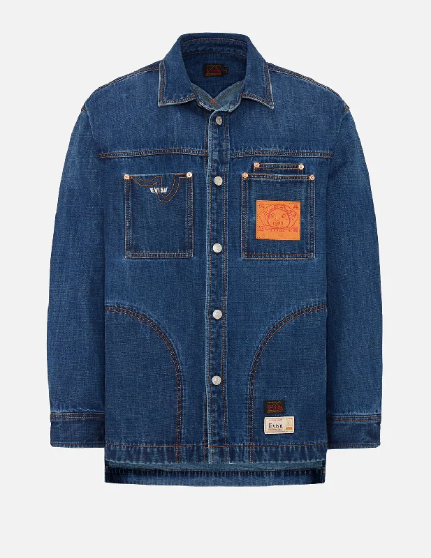 Daicock Insert Denim Shirt Jacket Print Jacket Jacquard Jacket Patchwork Jacket