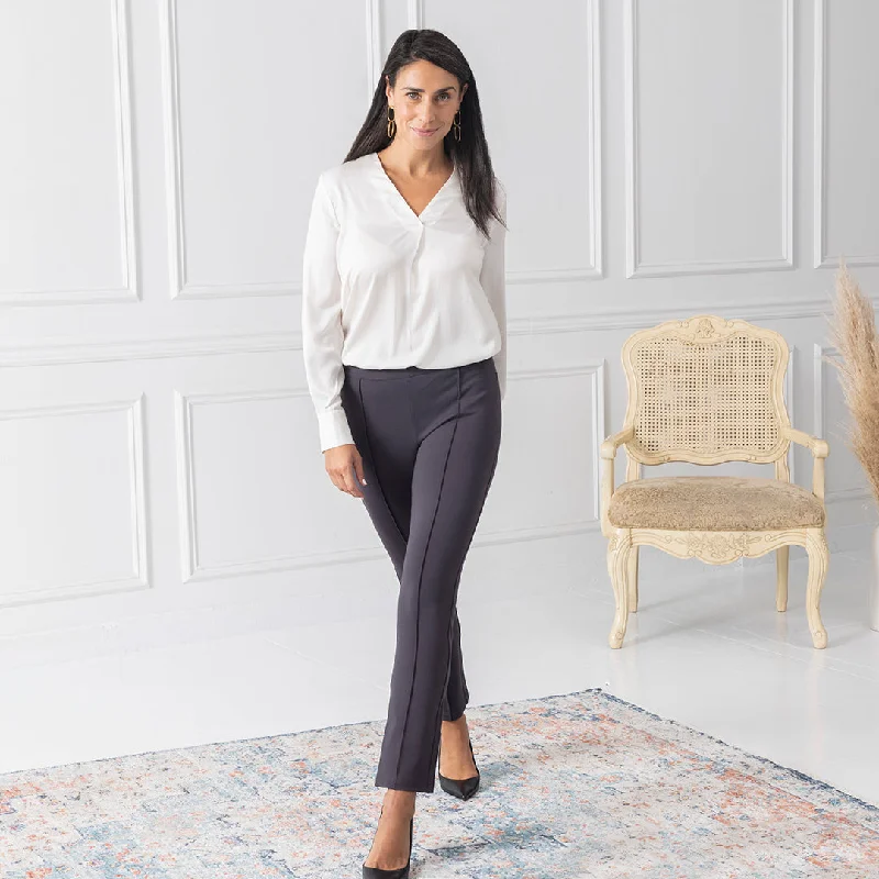 Petaluma Pintuck Pants Standard Fit - Charcoal Grey Fashionable Work Pants