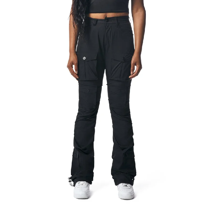 High Rise Stacked Utility Pants - Black Formal Wide-Leg Pants