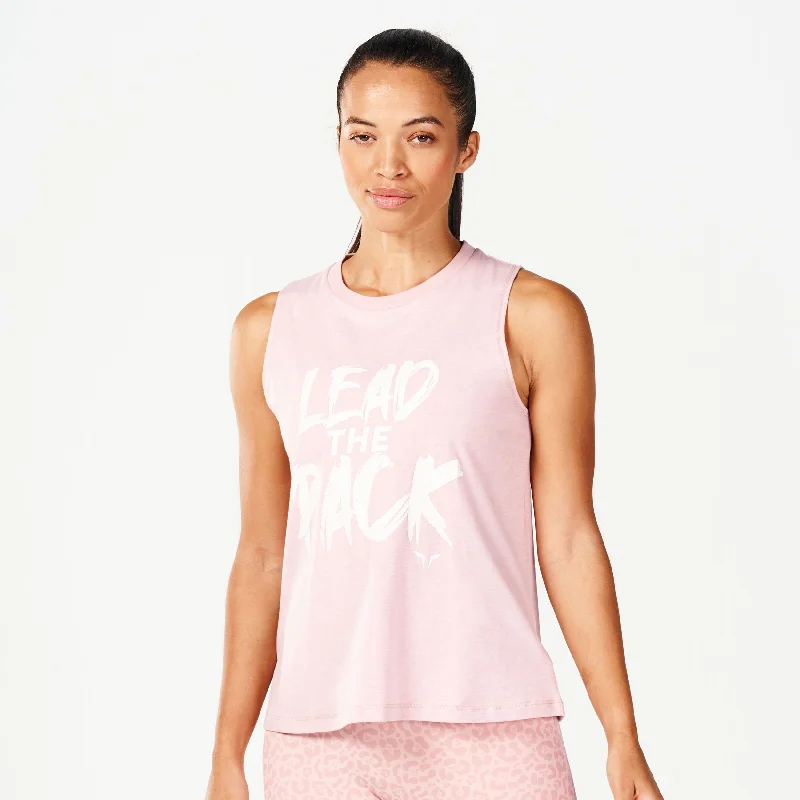 Core Belief Tank Top - Pale Mauve Marl cold shoulder tank