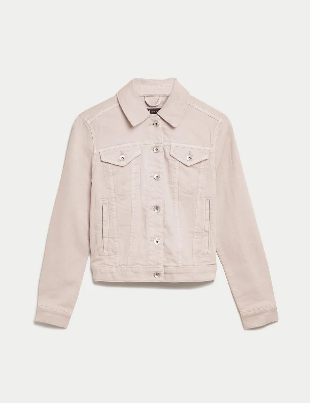 Cotton Rich Denim Jacket with Stretch Lace Jacket Ribbed Jacket Sequined Jacket