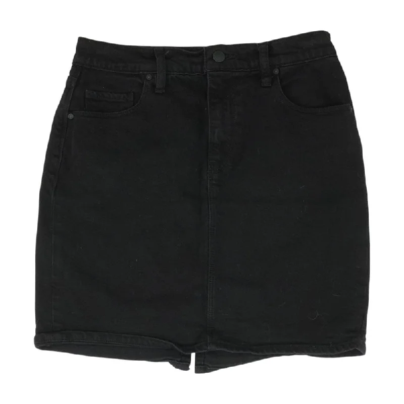 Black Solid Midi Skirt velvet skirt plush
