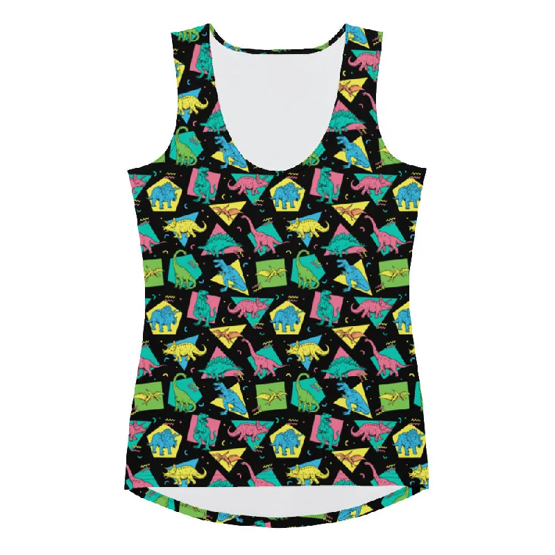 90's Dinos - Women's Dinosaur Tank Top cold shoulder tank