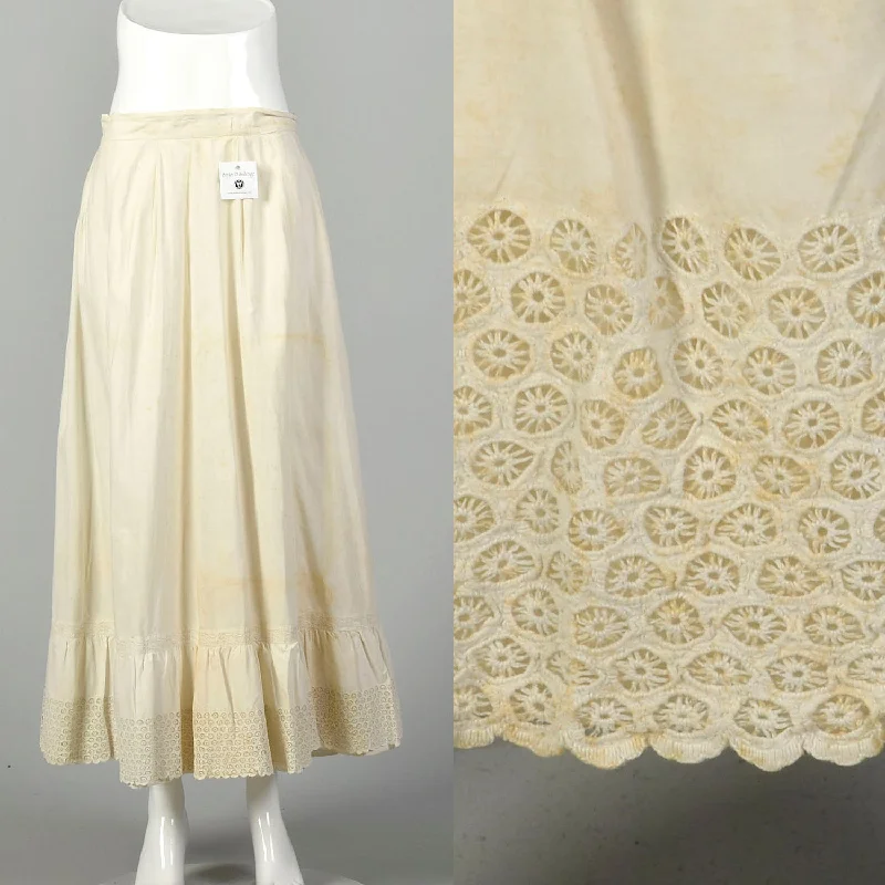 Medium 1900s Petticoat Cotton Skirt Victorian Lace corduroy skirt comfortable