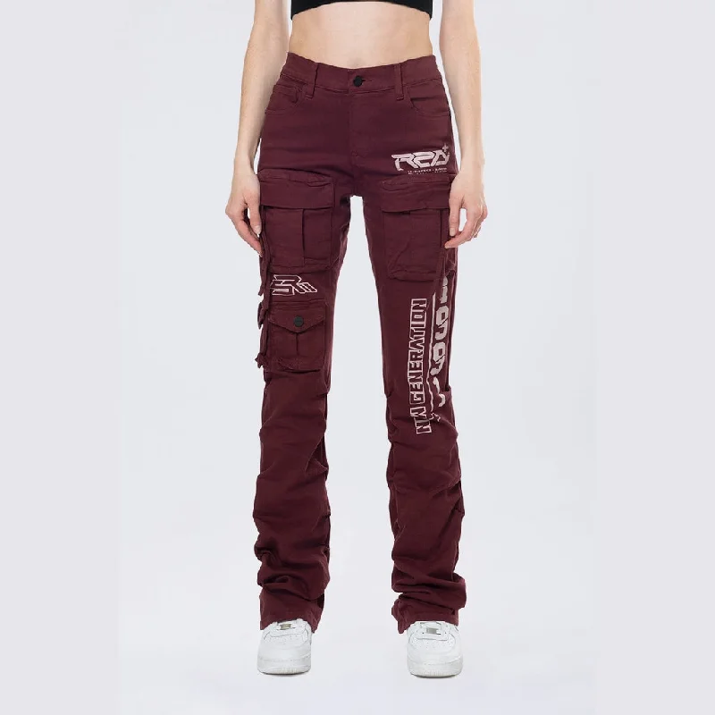 High Rise Stacked Utility Twill Pants - Windsor Wine Classic Pleated Pants