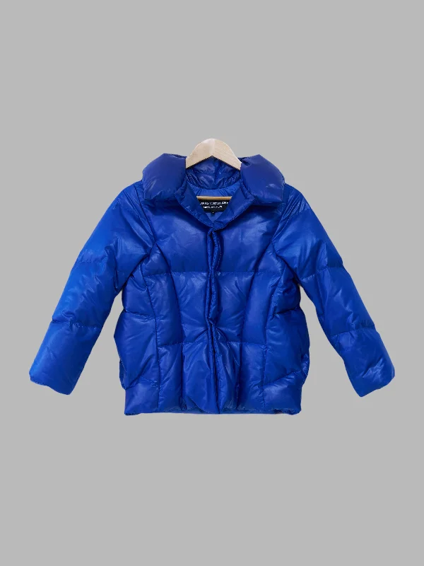 Junya Watanabe AW2004 electric blue polyester distorted down puffer jacket - S Knit Jacket Woven Jacket Fleece Jacket