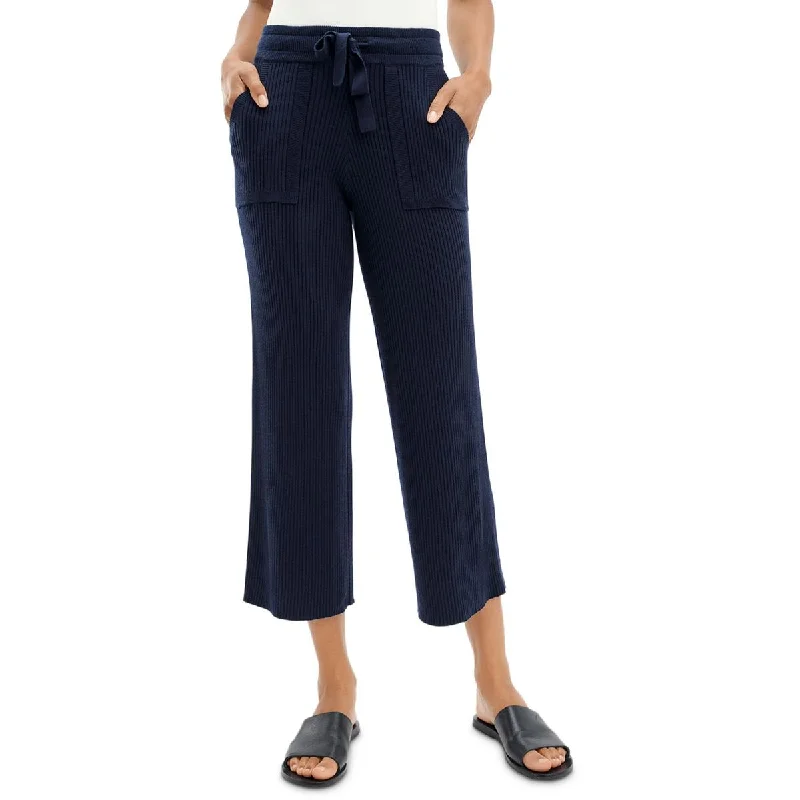 Splendid Womens Georgie Ribbed  Wide Leg Pants Comfortable Denim Leggings