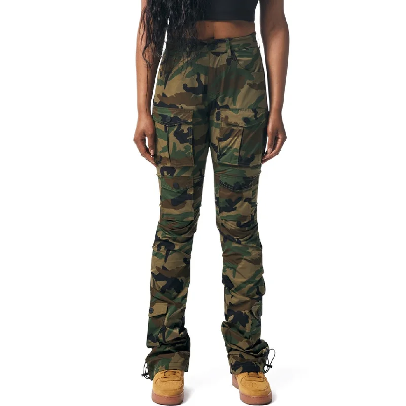 High Rise Stacked Utility Pants - Wood Camo Comfortable Maternity Pants