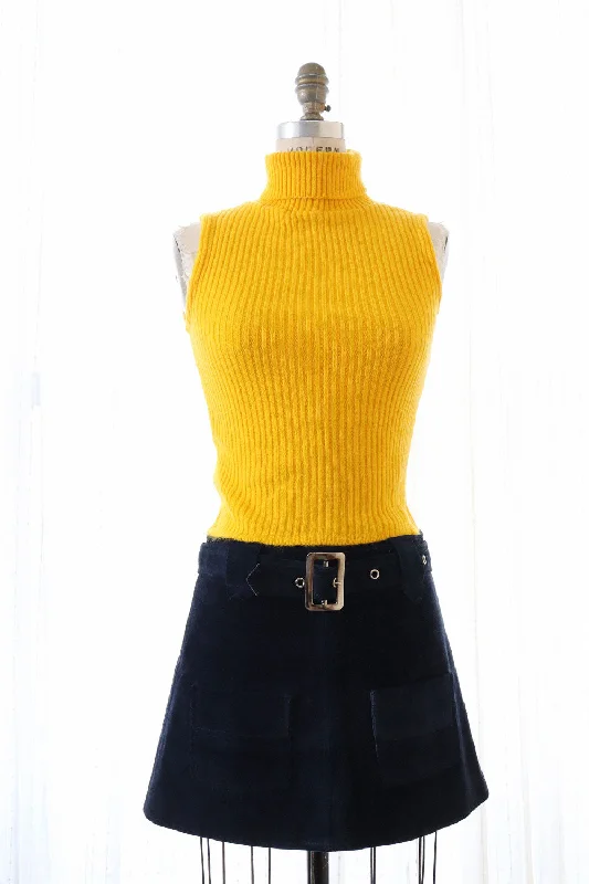 Navy Suede Mini Skirt S/M leather skirt sleek
