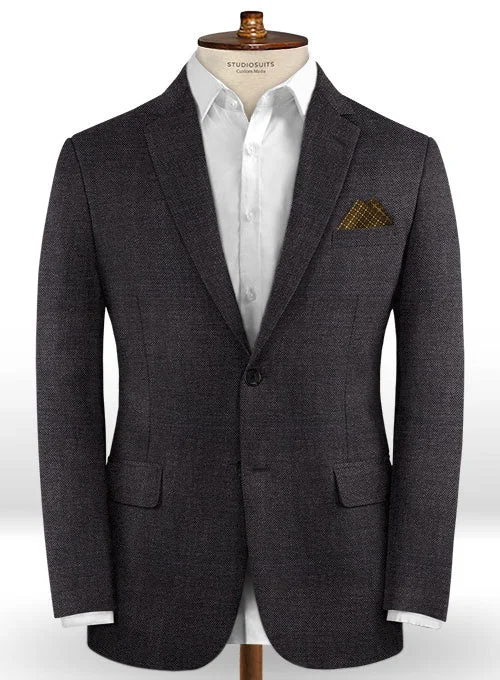 Caccioppoli Dapper Dandy Odreva Slate Blue Wool Jacket Denim Fabric Leather Fabric Suede Fabric