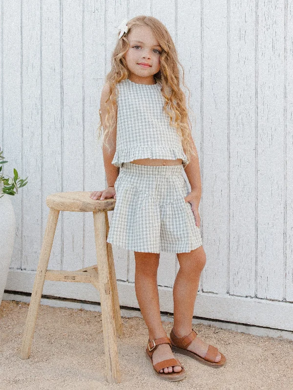 Rylee & Cru Sparrow Skirt, Eucalyptus Gingham cashmere skirt soft